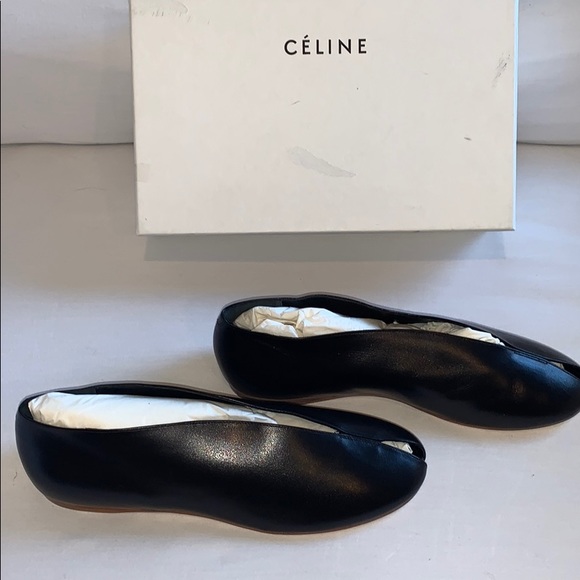 Celine Phoebe Leather Peep Toe Flats- Nappa BLK - Picture 4 of 8